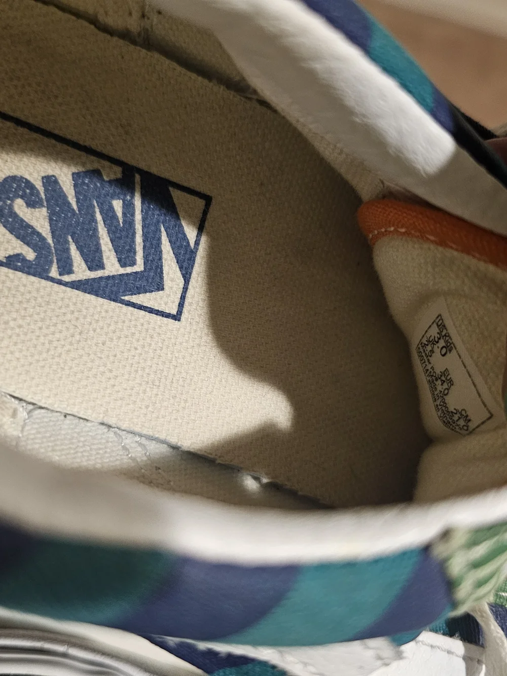 Vans Kids Red, Green and Teal Striped Canvas Sneakers